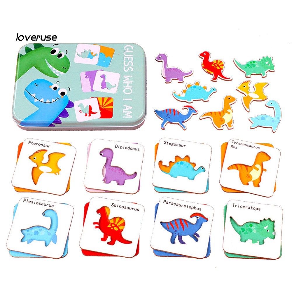 Đồ chơi thẻ tranh học tiếng anh họa tiết trái cây động vật khủng long hoạt hình cho trẻ em