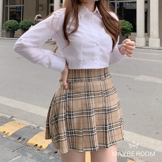 Áo sơ mi dáng croptop mềm Popi Mayberoom