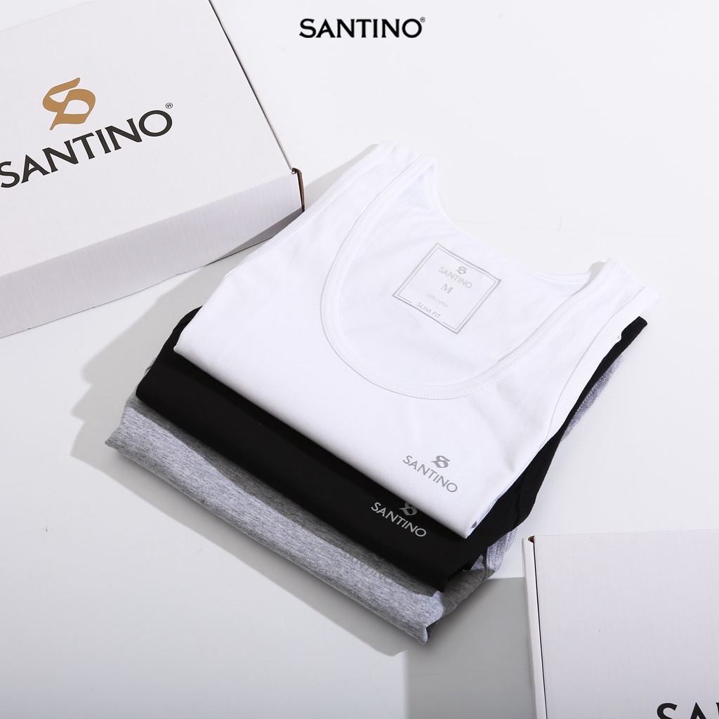 Áo Ba Lỗ Nam Basic Thể Thao Cotton Santino Thoáng Mát Phom Ôm, Thấm Hút Mồ Hôi Tối Đa