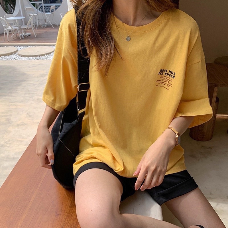 Áo thun phông nam nữ PINK tay lỡ form rộng ICE CREAM Unisex