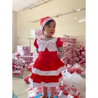 Quần áo trẻ em Bộ quần áo noel cho bé trai, váy Noel cho bé gái bằng Nhung chất đẹp