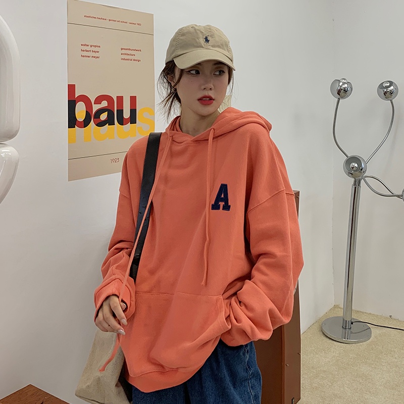 Áo hoodie SUXI thể thao tay dài đơn giản thêu chữ thời trang cho nữ