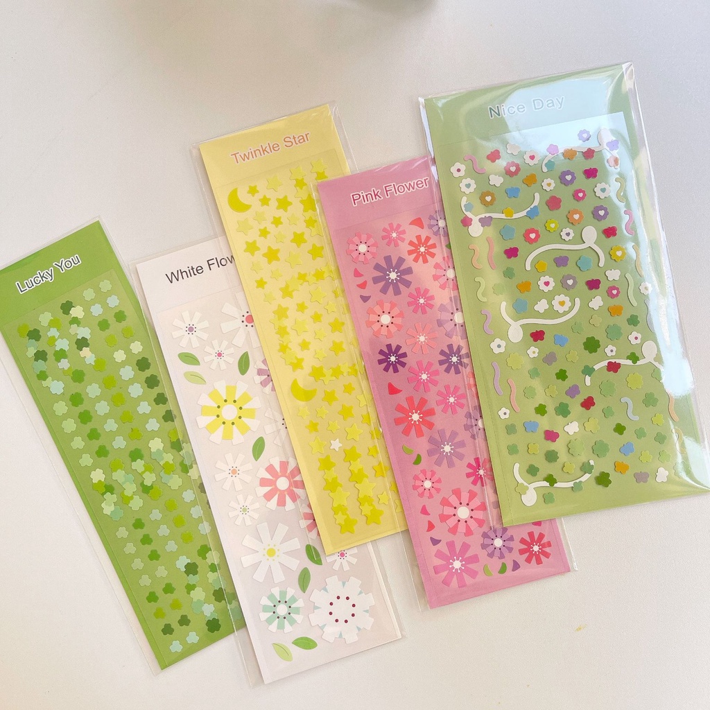 Tấm sticker giấy hoa, sao dễ thương