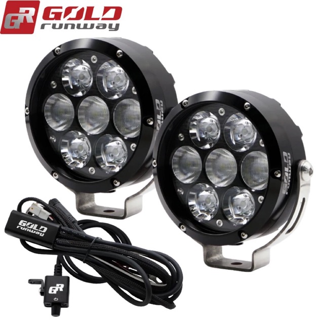 Đèn trợ sáng GOLD RUNWAY chính hãng GR70X + bộ dây GR70X. Sáng gần bằng led Clearwater light.BMW R1200GS/1250GS.sena