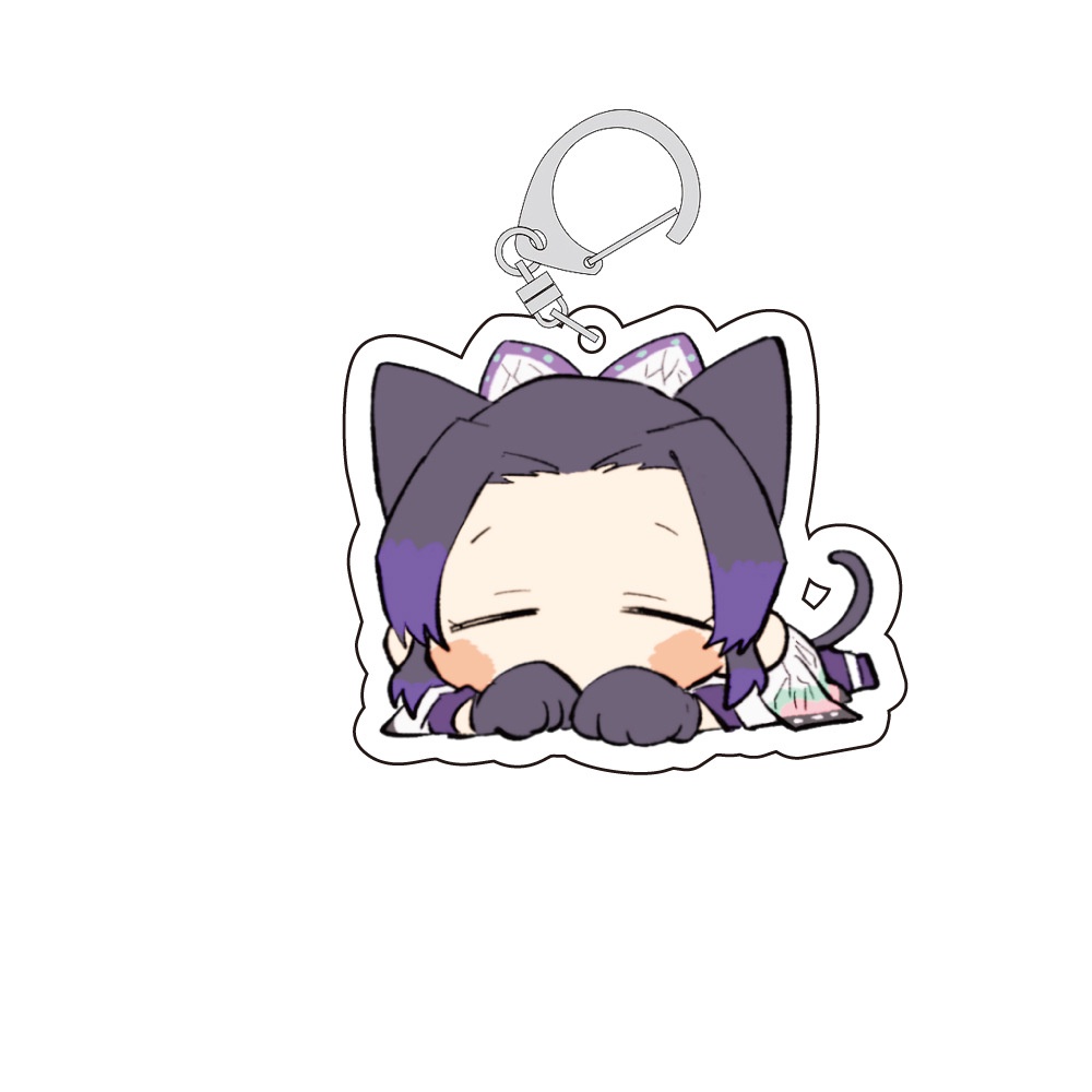 (Mica trong acrylic) Móc khóa in hình KIMETSU NO YAIBA in hình THANH GƯƠM DIỆT QUỶ ver TAI THÚ NẰM NGỦ chibi