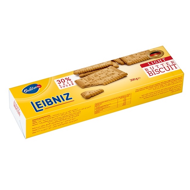 3 Gói bánh qui bơ ít đường Leibniz Đức 200g bơ tự nhiên và dầu hướng dương, bánh giòn tan