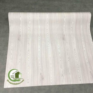 Giấy dán tường vân gỗ màu trắng, khổ 1,2m có sẵn keo