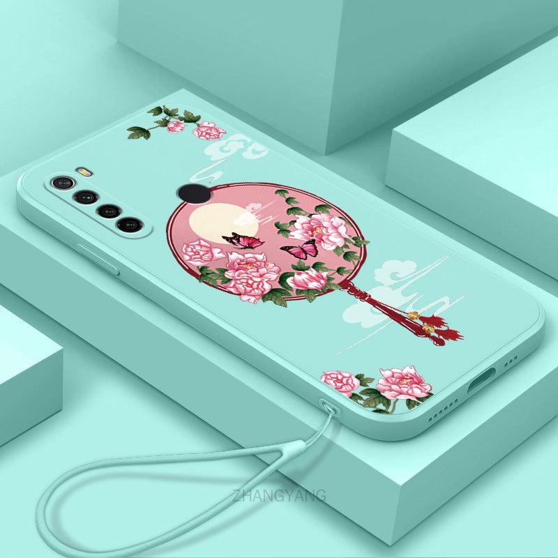 Ốp Điện Thoại Silicon Mềm Họa Tiết Hoa Mẫu Đơn Có Dây Đeo Cho realme 5 5i 5 pro 6i c3
