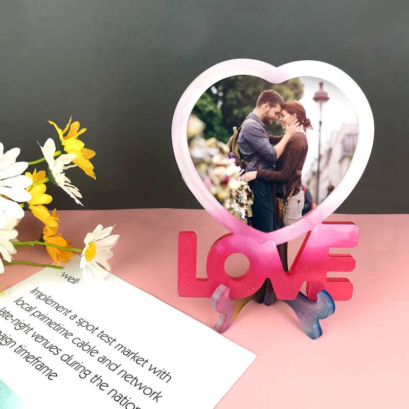 Khuôn Silicone Hình Trái Tim Làm Khung Ảnh Epoxy Resin Thủ Công DIY Dành Cho Nhà Cửa