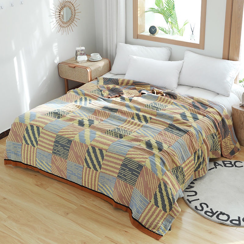 Bamboo fiber European towel quilt summer cool quilt thin air conditioning quilt gauze single double pure cotton adult blanket summer