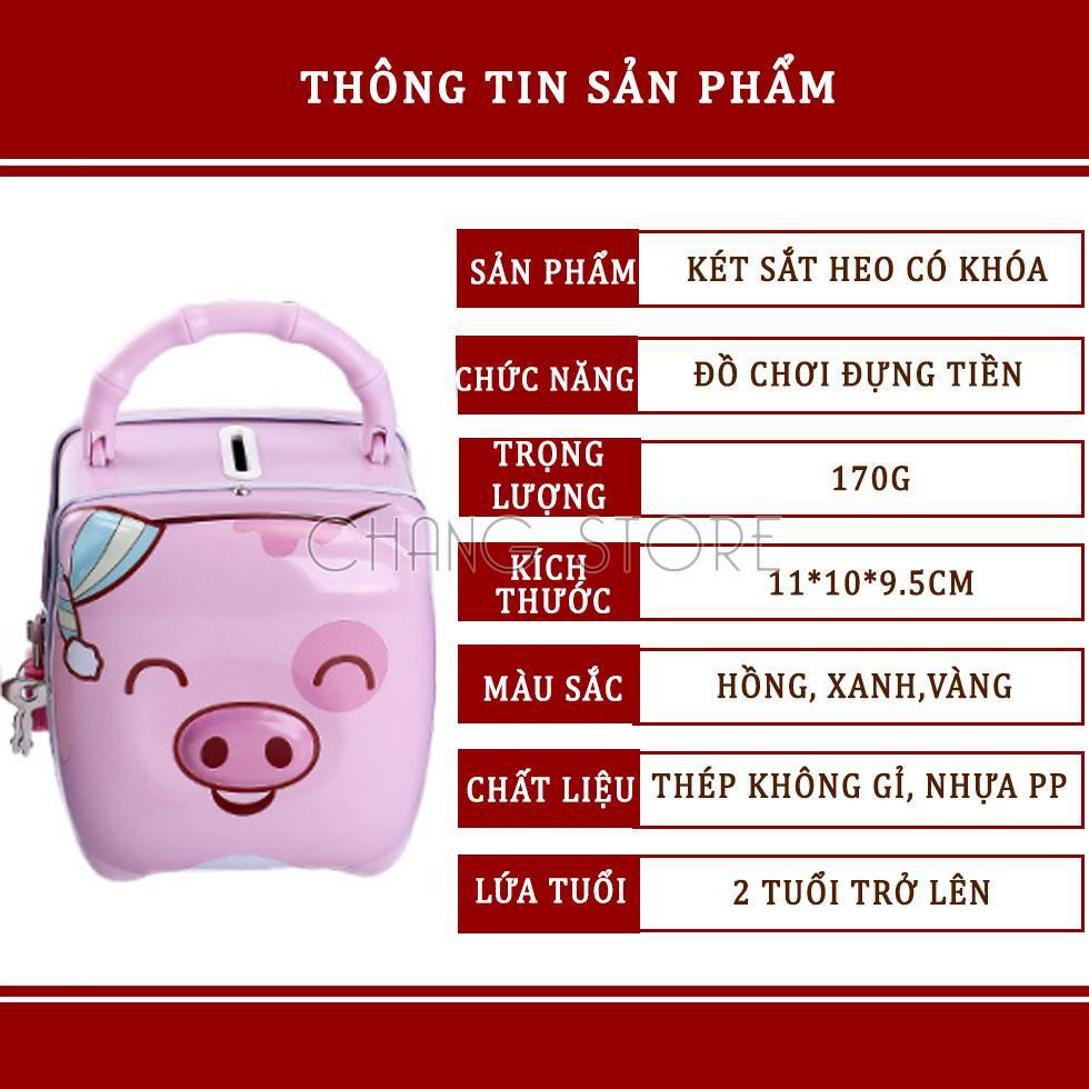 Két Sắt Con Heo Tiết Kiệm Có Khóa Cho Bé Yêu