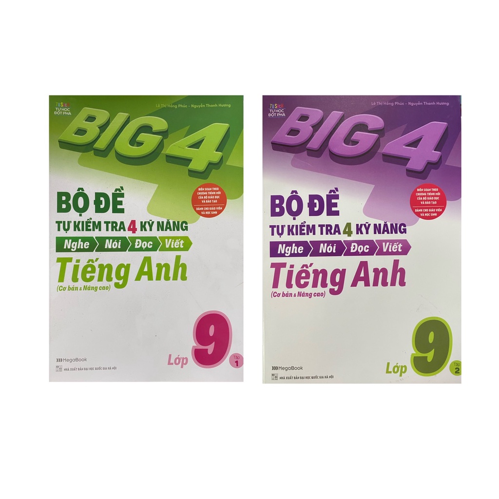 Sách - Combo Big 4 - Bộ Đề Tự Kiểm Tra 4 Kỹ Năng Nghe - Nói - Đọc - Viết (Cơ Bản Và Nâng Cao) Tiếng Anh Lớp 9 (Bộ 2 Cuốn