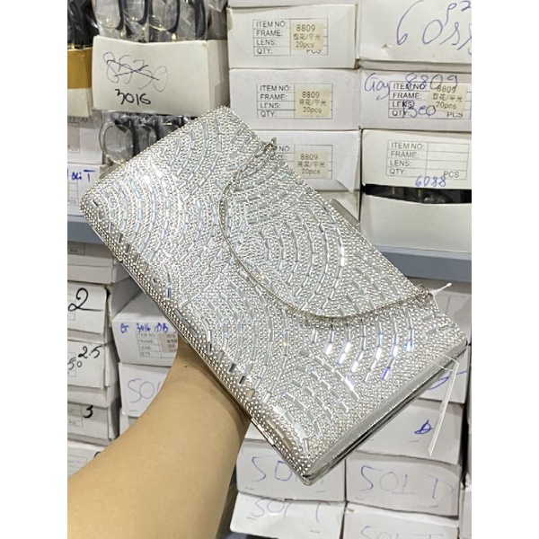 Bóp Đầm Đeo Vai Kết Hạt Thủ Công Hàng Cao Cấp Có Quai ,Clucth Đính Đá 042