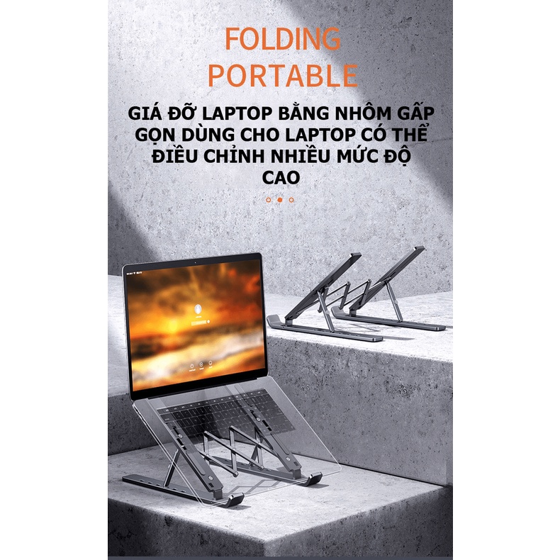 Giá đỡ laptop bằng nhôm gấp gọn dùng cho laptop có thể điều chỉnh nhiều mức độ cao - NK25