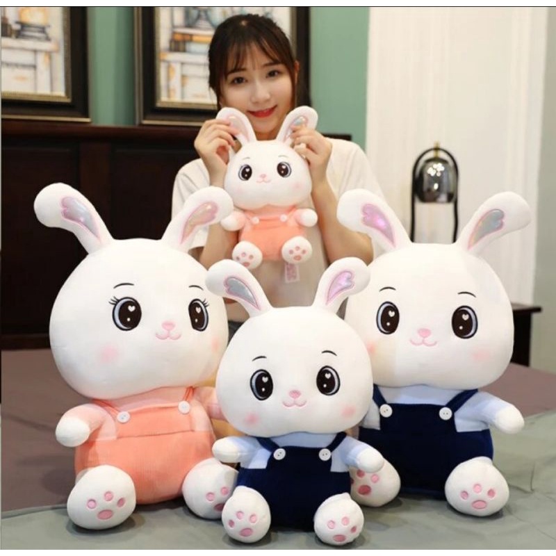 (25cm) Gấu bông thỏ mặc yếm