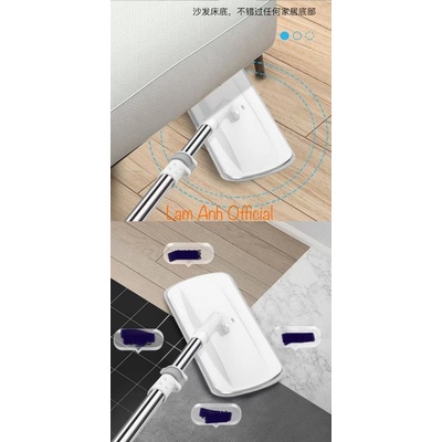 Bộ cây lau nhà tách nước bẩn chính hãng Mysuta bộ vuông, màu ghi trắng, hàng cao cấp