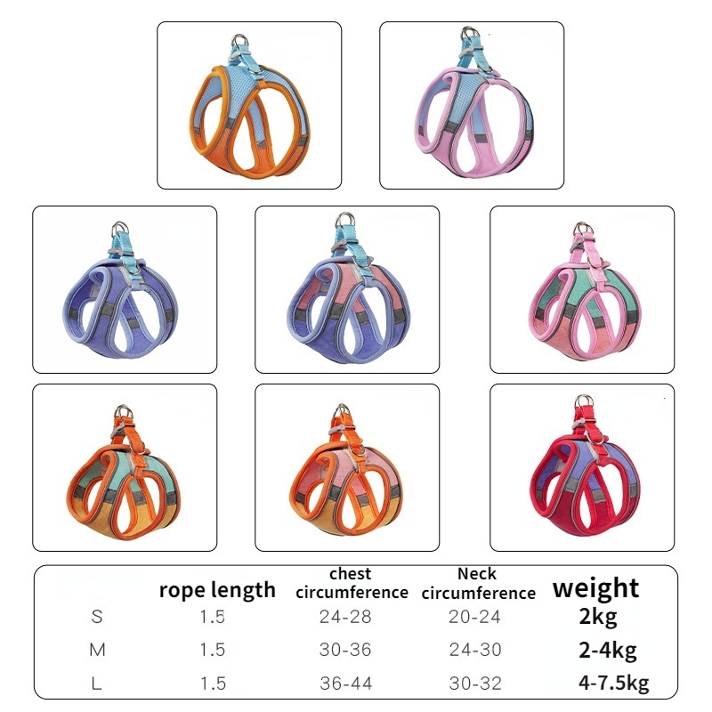 Màu tương phản thời trang Dây xích mèo / Chống ly khai / Áo vest / Dây đeo ngực phản quang cho mèo và dây chó
