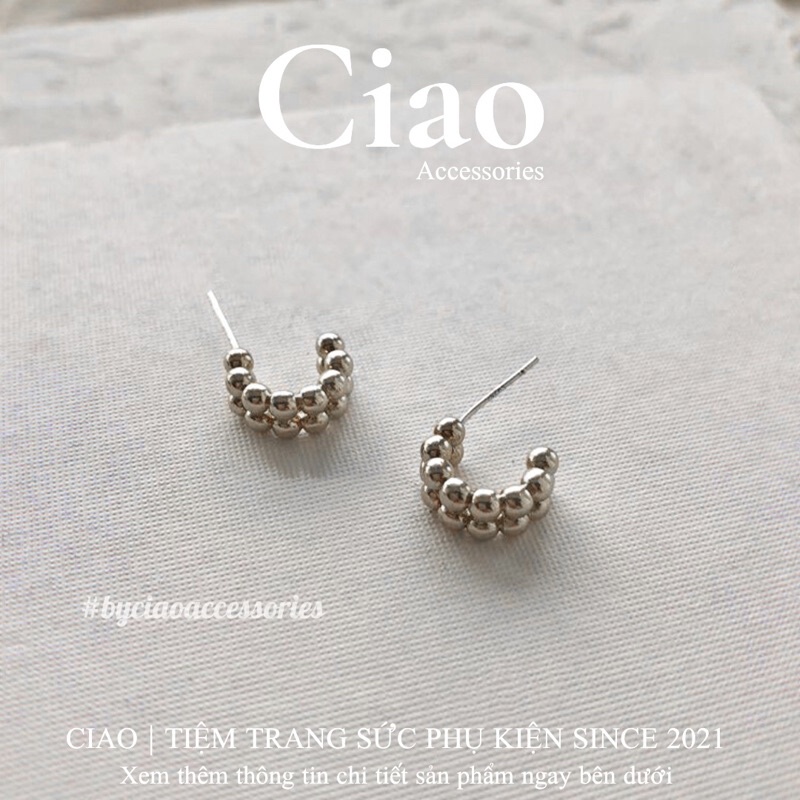 [HOẢ TỐC 1H] Khuyên tai/ Bông tai mạ bạc S925 thiết kế chuỗi hình cầu trendy Mabel Ciao