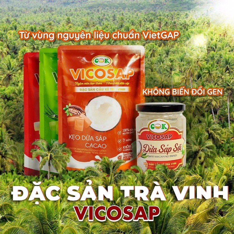 Kẹo Dừa Sáp VICOSAP túi 100g - Đặc Sản Cầu Kè Trà Vinh ( Mua 2 túi tặng 1 túi bất kỳ )