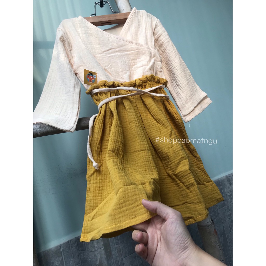 [XÃ KHO] Đầm đũi Vintage kiểu Hàn Quốc bé gái