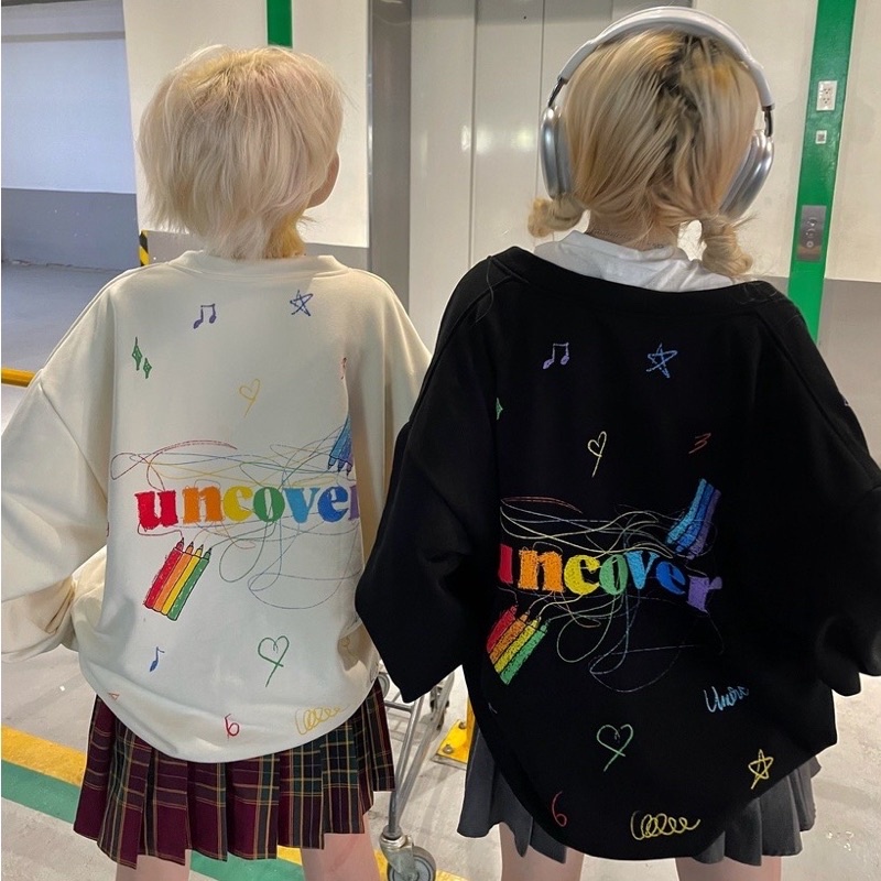 Áo khoác nỉ Cardigan UNCOVER Bút Sáp form rộng Phong cách Ulzzang unisex - Gin store