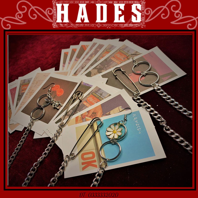 Khuyên tai titan móc cài áo cá tính - bông tai hình hoa cúc gấu kim loại phong cách hip hop sành điệu Hades,js