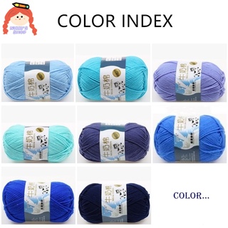 Cuộn len 5 sợi chất liệu cotton sữa màu xanh lam dùng làm đồ thủ công móc len diy