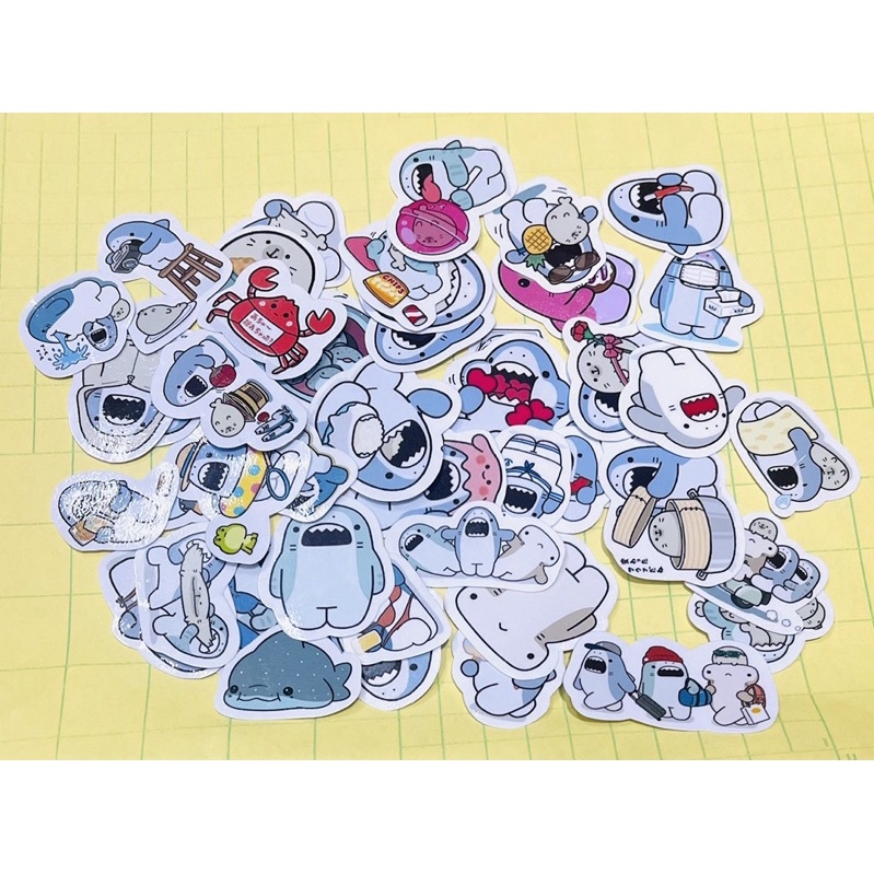 Sticker samezu shark 30-60 cái ép lụa chống xước chống nước/ảnh dán samezu shark