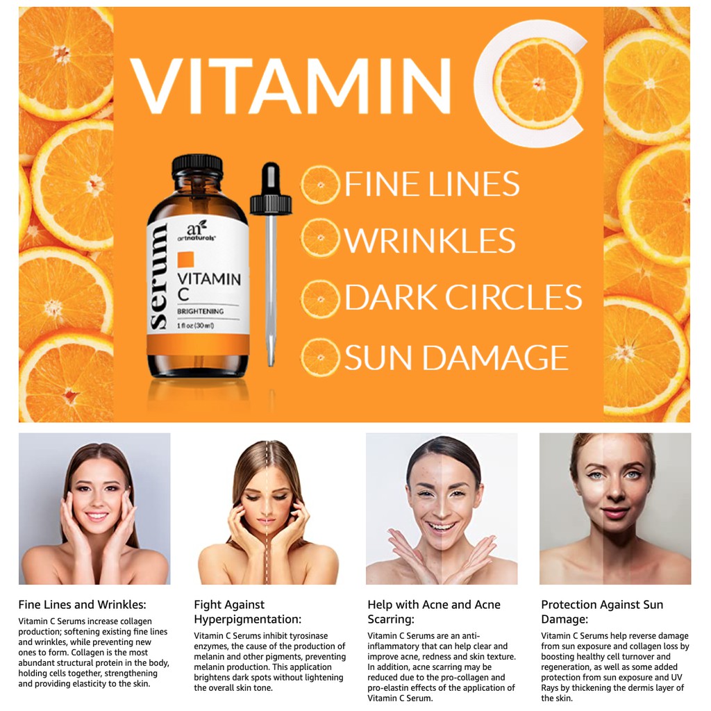 Serum Vitamin C artnaturals. Tái tạo da, cân bằng sắc tốc trên da. USA, 30ml