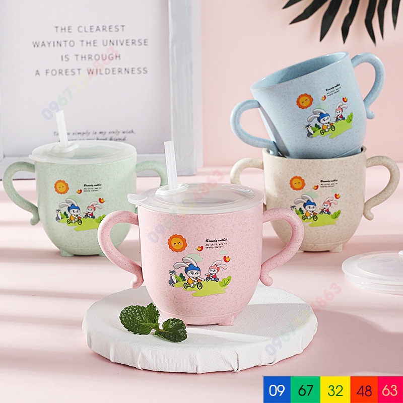 Cốc uống nước lúa mạch KÈM ỐNG HÚT cho bé