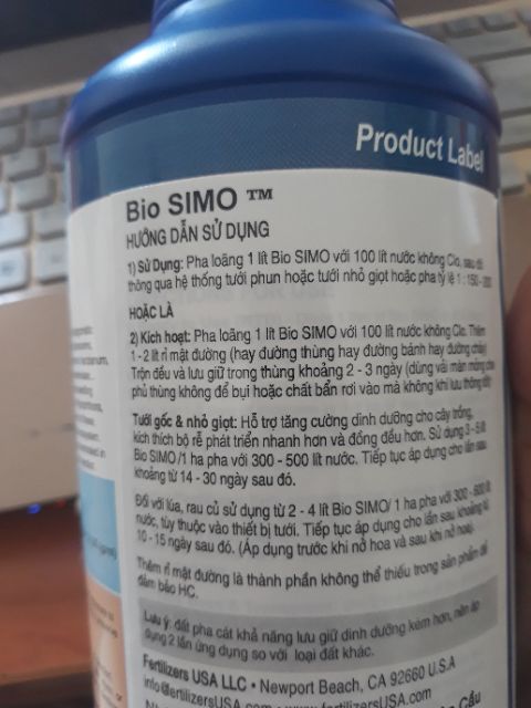 Vi sinh phòng trừ nấm bệnh Bio Simo Mỹ 950ml
