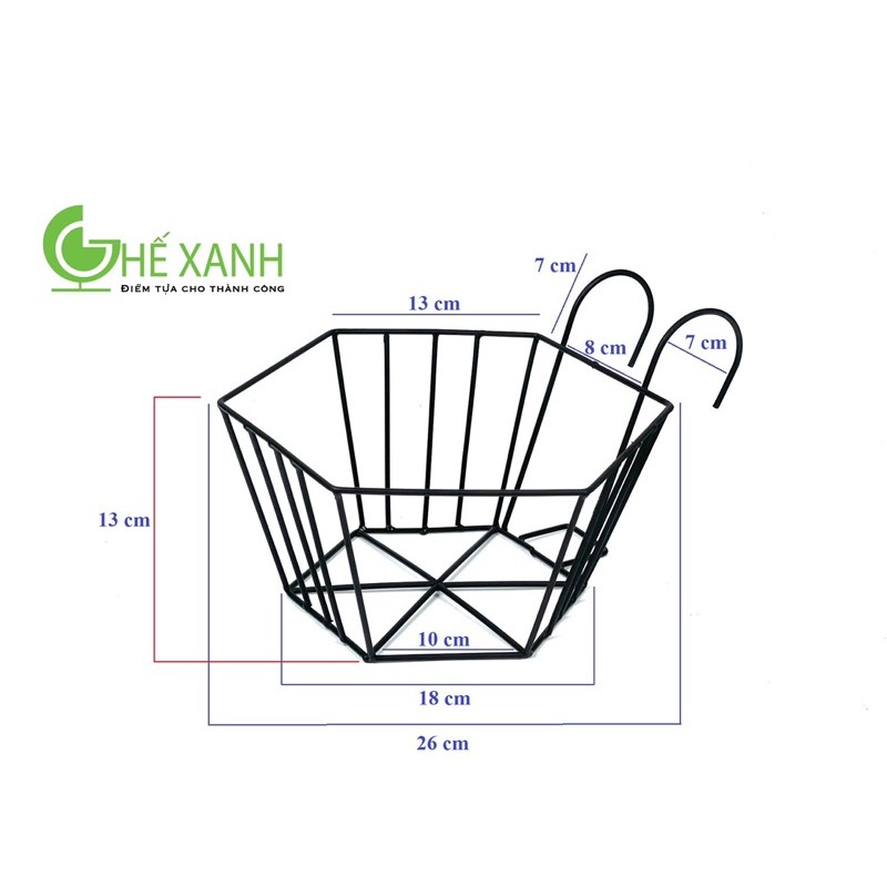Combo 4 Giỏ sắt dùng treo chậu cây ban công, hàng rào tiện dụng - loại tròn - sắt sơn tĩnh điện