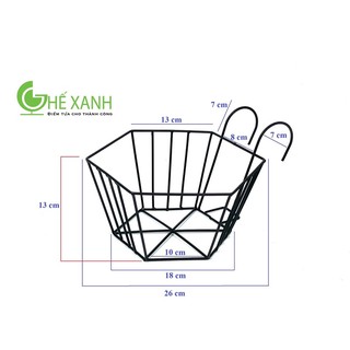 Giỏ sắt dùng treo chậu cây ban công, hàng rào tiện dụng - loại lục giác - sắt sơn tĩnh điện