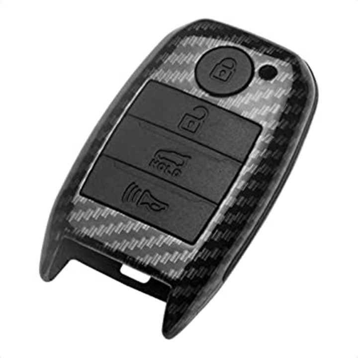 Ốp chìa khóa carbon Kia Morning, Sorento, Carens, Soluto, Rio chìa thông minh 4 nút