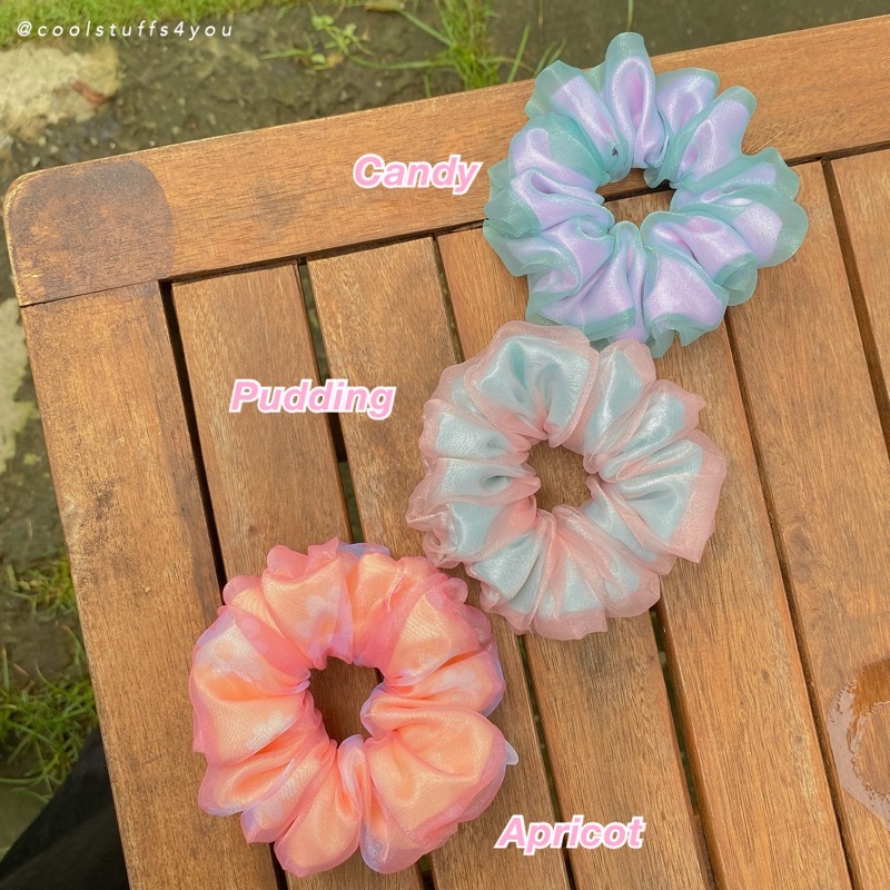 Đồ buộc tóc scrunchies 2 lớp phối màu mới