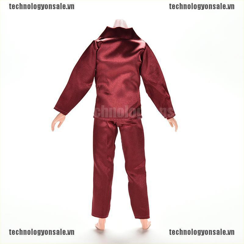 [😎😎Tech] 2 Pcs/Set Doll Clothes Suit for Barbie Ken Wine Red with Coat Pants for Doll [VN]