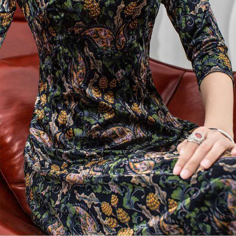 Lady's improved cheongsam mother dress 2020 high-end slimming floral retro plus size autumn dress | BigBuy360 - bigbuy360.vn