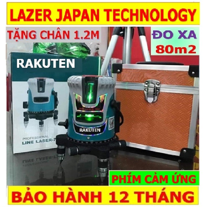 Máy Cân Mực Bắn Cốt RAKUTEN Laser 5 Tia xanh cảm ứng (Tặng kèm chân 1,2m)