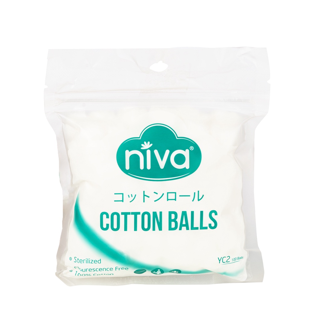 Combo 5 Gói 100 Bông Gòn Viên Tròn Y Tế NIVA Yc2 Đường Kính 16mm Nhét Tai Cho Phụ Nữ Sau Sinh
