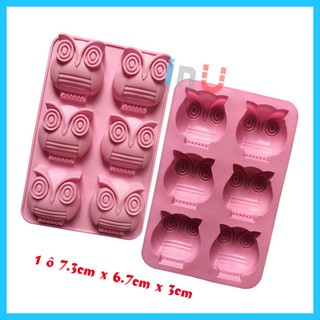 HCM - Khuôn silicon Chim cú 6 ô to nướng bánh, đổ rau câu pudding, làm socola