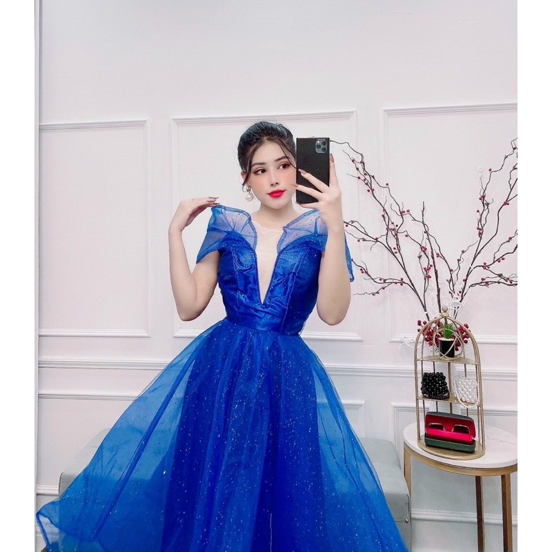 ĐẦM CÔNG CHÚA KIM TUYẾN XOÈ PHỒNG CỔ CAO NỮ HOÀNG ( ảnh thật nhed khách )