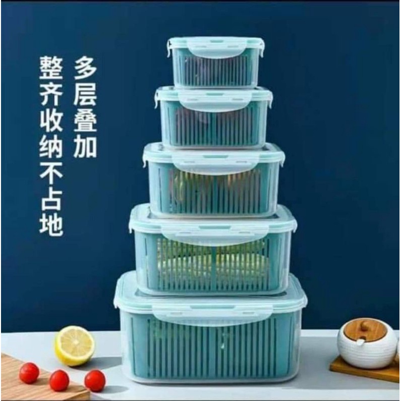 Sét 5 hộp đựng thức ăn để tủ lạnh có nắp đa năng