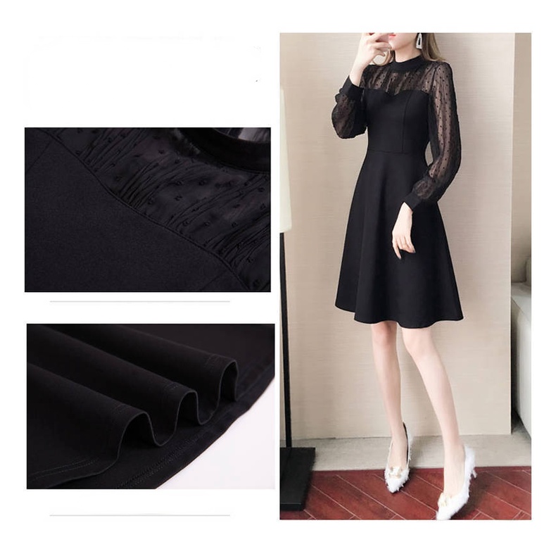 Đầm Nữ Tay Dài Phối Ren Thời Trang Quyến Rũ