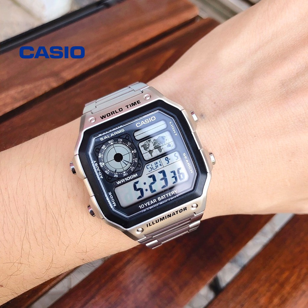 Đồng hồ nam CASIO AE-1200WHD-1AVDF chính hãng - Bảo hành 1 năm, 10 years battery