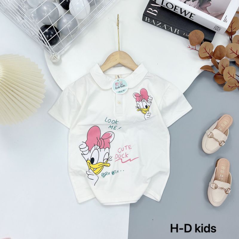 Áo phông có cổ bé gái cute kids donal