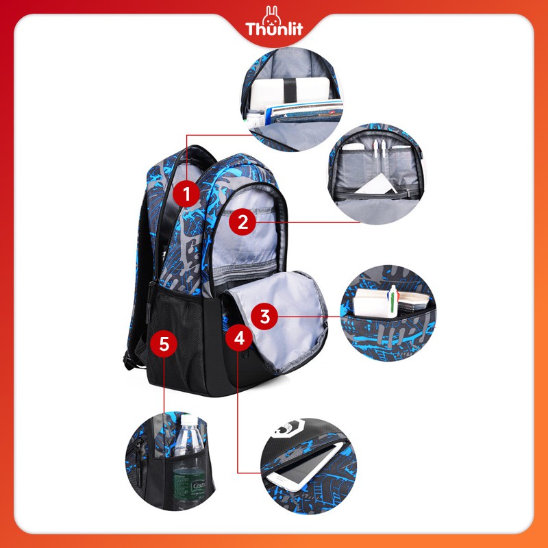 Bộ ba lô 2 món Thunlit dành cho nam sinh trung học
