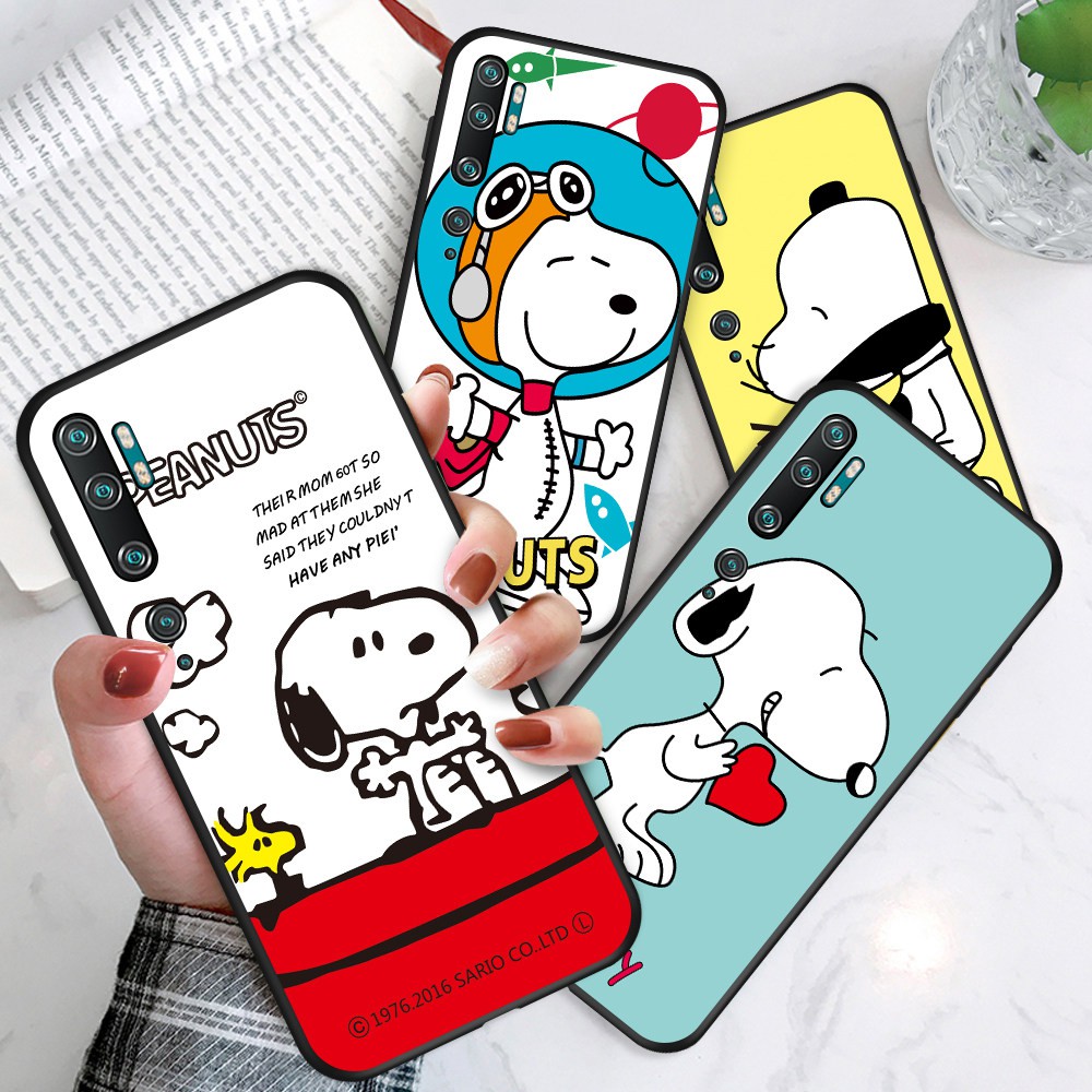 Xiaomi Mi Note 10 Pro Note Lite 3 xioami For Soft Case Silicone Casing TPU Cute Cartoon Snoopy Dog Phone Case Full Cover Simple Macaron Matte Shockproof Back Cases