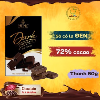 Socola thanh 50g Đen 72% | Henk Chocolate