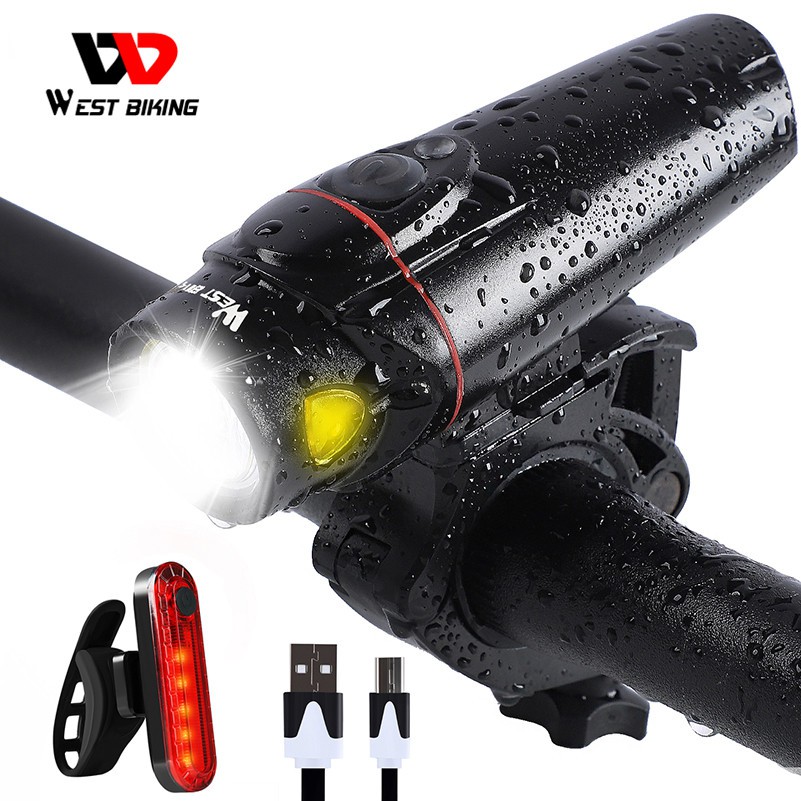 Đèn Chiếu Sáng WEST BIKING Dùng Cho Xe Đạp Cảm Biến Tự Động Sạc USB 350 Lumen