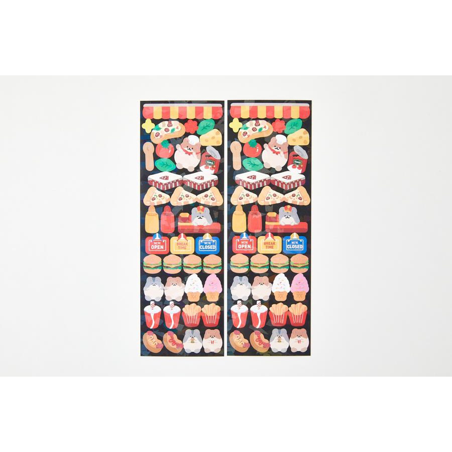 Set 2 Tấm Sticker Hologram ARTBOX Hàn Quốc Hình Hamster Và Fast Food Xinh Xắn